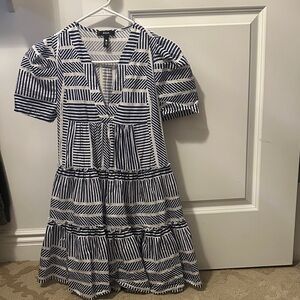 Aqua Navy and White Geometric dress